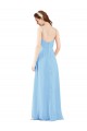 Fábrica de Lombar Chiffon Decote V Comprimento Chão Sem Mangas Bainha Vestidos de Madrinha