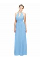Fábrica de Lombar Chiffon Cabeçada Comprimento Chão Sem Mangas Vestido de Madrinha
