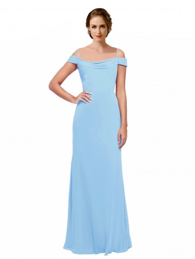 Fábrica de Chiffon Fora do Ombro Comprimento Chão Sem Mangas Pervinca Vestidos de Madrinha