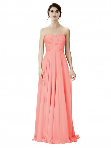 Fábrica de Chiffon Sem alças Comprimento Chão Sem Mangas Linha A Longo Vestidos de Madrinha