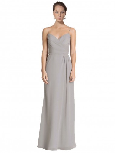 Fábrica de Chiffon Alças finas Comprimento Chão Sem Mangas Bainha Vestidos de Madrinha