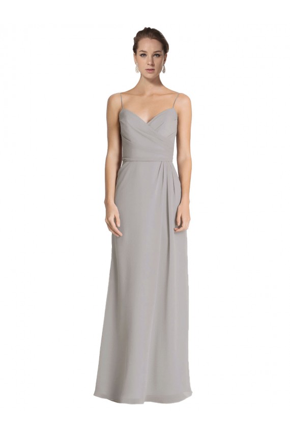 Fábrica de Chiffon Alças finas Comprimento Chão Sem Mangas Bainha Vestidos de Madrinha