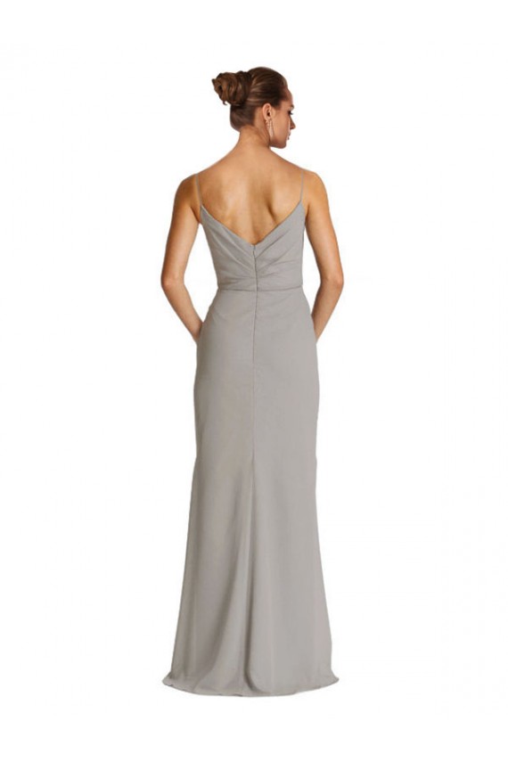 Fábrica de Chiffon Alças finas Comprimento Chão Sem Mangas Bainha Vestidos de Madrinha