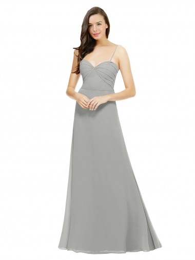Fábrica de Chiffon Alças finas Comprimento Chão Sem Mangas Vestido de Madrinha / Vestido de Baile