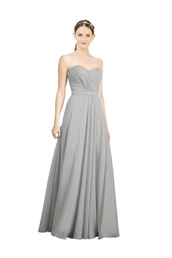 Fábrica de Lombar Chiffon Amor Comprimento Chão Sem Mangas Longo Vestidos de Madrinha