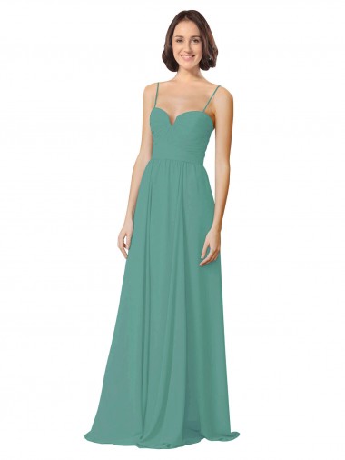Fábrica de Chiffon Alças finas Comprimento Chão Sem Mangas Linha A Vestidos de Festa / Vestidos de Madrinha