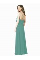 Fábrica de Chiffon Alças finas Comprimento Chão Sem Mangas Prata Islandesa Vestidos de Madrinha