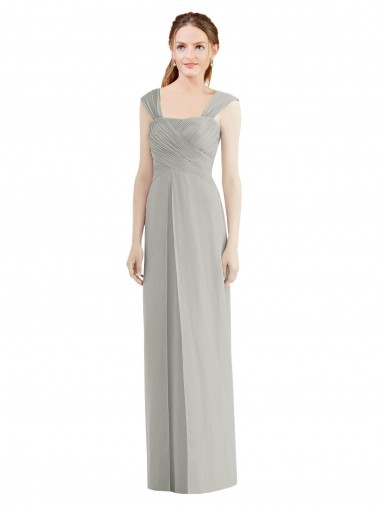 Fábrica de Chiffon Barco Comprimento Chão Sem Mangas Longo Vestidos de Madrinha