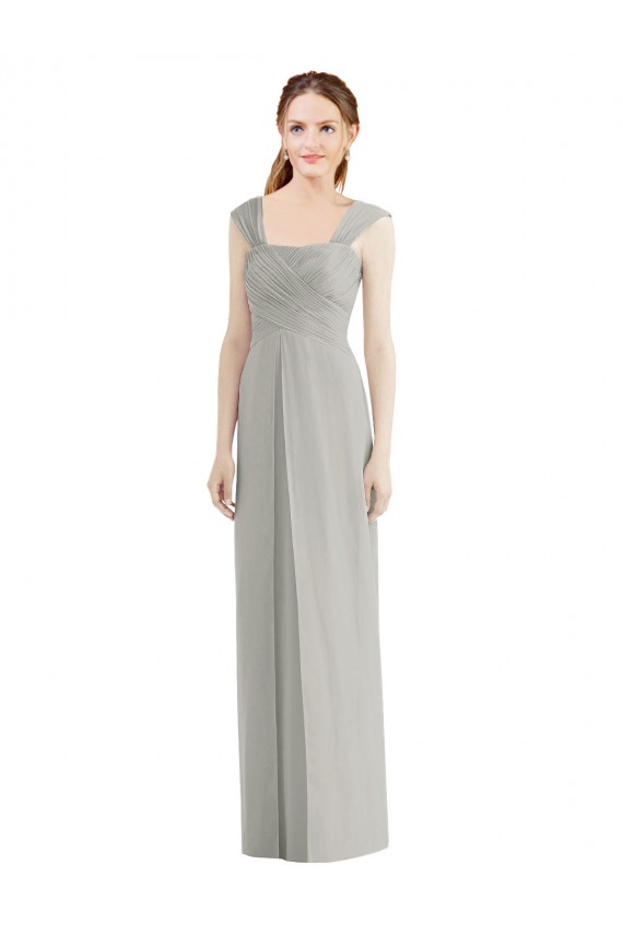 Fábrica de Chiffon Barco Comprimento Chão Sem Mangas Longo Vestidos de Madrinha