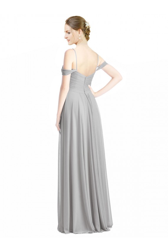 Fábrica de Lombar Chiffon Fora do Ombro Comprimento Chão Sem Mangas Vestidos de Madrinha