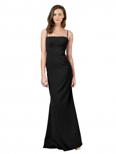Fábrica de Lombar Crepe Esticado Alças finas Comprimento Chão Sem Mangas Longo Vestidos de Madrinha / Vestidos de Noite / Vestidos de Festa