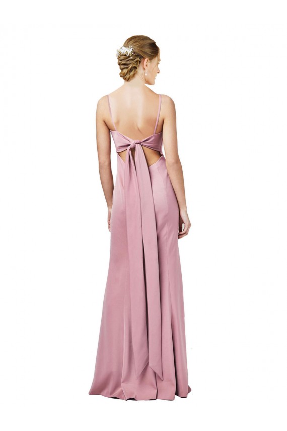 Fábrica de Lombar Crepe Esticado Alças finas Comprimento Chão Sem Mangas Longo Vestidos de Madrinha / Vestidos de Noite / Vestidos de Festa