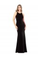 Fábrica de Criss Cruz Veludo Elástico Alças finas Comprimento Chão Sem Mangas Longo Vestidos de Madrinha / Vestidos de Noite / Vestidos de Festa
