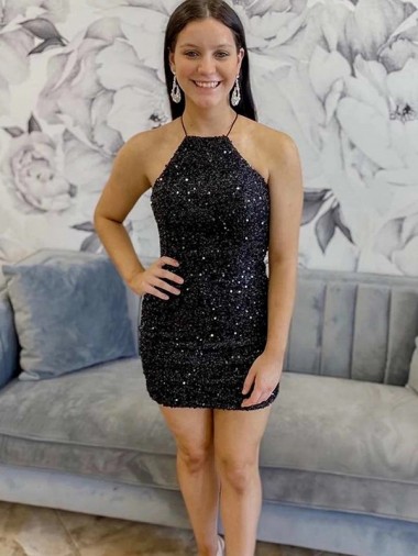 Fábrica de Lantejoulas Veludo Cabeçada Curto Sem Mangas Vestidos de Festa
