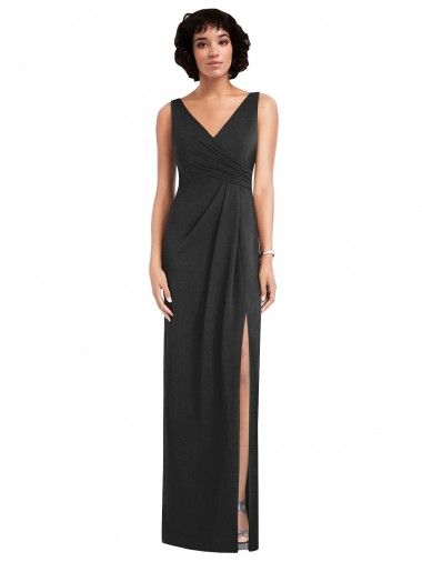 Fábrica de Costas em V Spandex Decote V Comprimento Chão Sem Mangas Vestidos de Madrinha / Vestidos de Noite / Vestidos de Festa