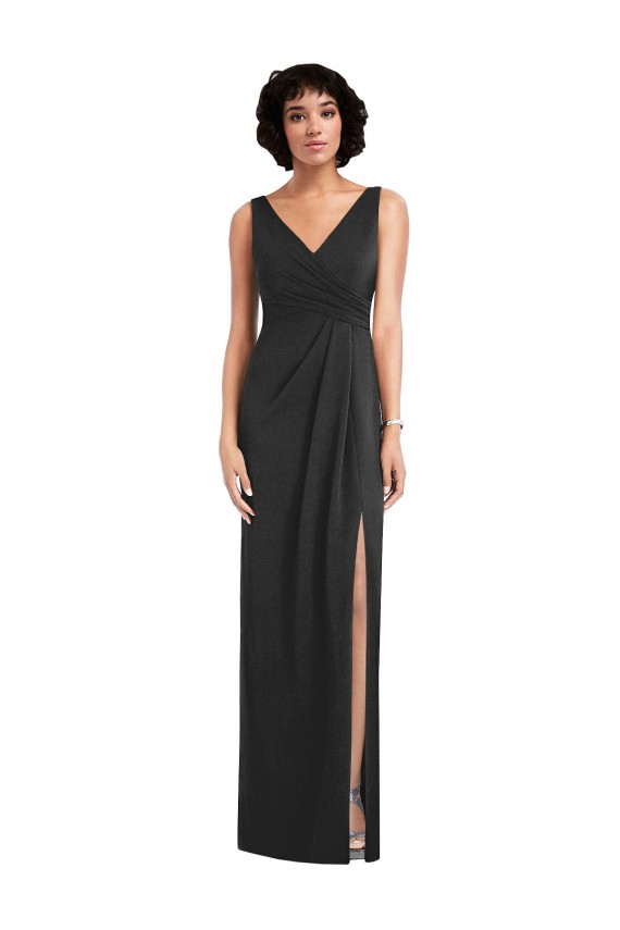 Fábrica de Costas em V Spandex Decote V Comprimento Chão Sem Mangas Vestidos de Madrinha / Vestidos de Noite / Vestidos de Festa