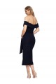 Fábrica de Lombar Crepe Esticado Fora do Ombro Comprimento Midi Sem Mangas Vestidos de Madrinha / Vestidos de Noite / Vestidos de Festa