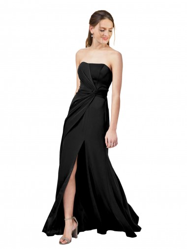 Fábrica de Lombar Crepe Esticado Sem alças Comprimento Chão Sem Mangas Bainha Vestidos de Madrinha / Vestidos de Noite / Vestidos de Festa
