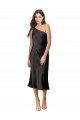 Fábrica de Cetim Elástico Um Ombro Comprimento Midi Sem Mangas Vestidos de Madrinha / Vestidos de Noite / Vestidos de Festa