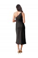 Fábrica de Cetim Elástico Um Ombro Comprimento Midi Sem Mangas Vestidos de Madrinha / Vestidos de Noite / Vestidos de Festa