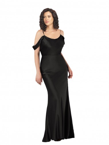 Fábrica de Lombar Cetim Sedoso Fora do Ombro Comprimento Chão Sem Mangas Vestidos de Madrinha / Vestidos de Noite / Vestidos de Festa