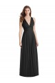 Fábrica de Criss Cruz Chiffon Decote V Comprimento Chão Sem Mangas Preto Vestidos de Madrinha
