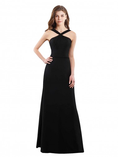 Fábrica de Abrir de volta Chiffon Cabeçada Comprimento Chão Sem Mangas Linha A Vestidos de Festa / Vestidos de Madrinha