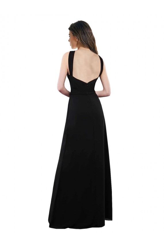 Fábrica de Abrir de volta Chiffon Cabeçada Comprimento Chão Sem Mangas Linha A Vestidos de Festa / Vestidos de Madrinha