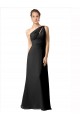 Fábrica de Chiffon Um Ombro Comprimento Chão Sem Mangas Longo Vestido de Noite / Vestidos de Madrinha