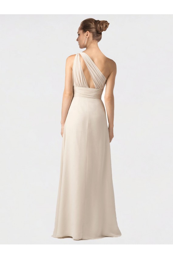 Fábrica de Chiffon Um Ombro Comprimento Chão Sem Mangas Longo Vestido de Noite / Vestidos de Madrinha