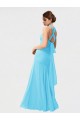 Fábrica de Chiffon Cabeçada Comprimento Chão Sem Mangas Sereia Vestidos de Madrinha