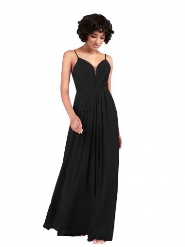 Fábrica de Criss Cruz Chiffon Decote V Comprimento Chão Sem Mangas Vestidos de Madrinha / Vestidos de Noite