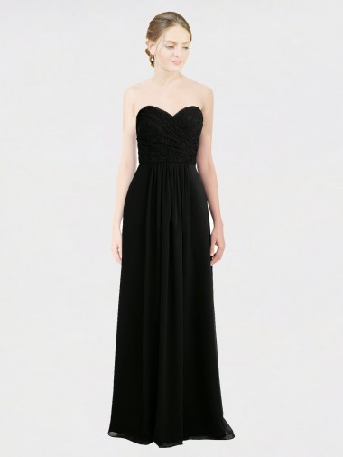 Fábrica de Lombar Chiffon & Renda Amor Comprimento Chão Sem Mangas Linha A Vestidos de Madrinha