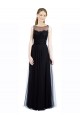 Fábrica de Lombar Tule & Renda Barco Comprimento Chão Sem Mangas Vestidos de Madrinha