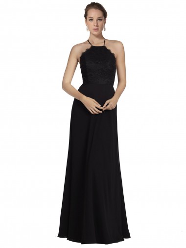 Fábrica de Buraco da fechadura Chiffon & Renda Cabeçada Comprimento Chão Sem Mangas Longo Vestidos de Madrinha