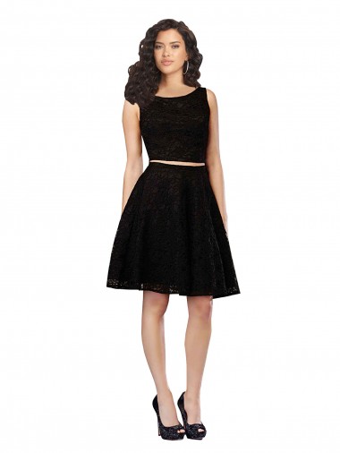 Fábrica de Renda Decote Joia Comprimento Joelho Sem Mangas Vestidos de Madrinha / Vestidos de Cocktail / Vestidos de Homecoming