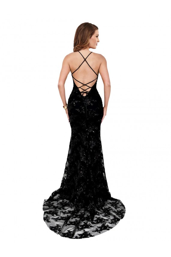 Fábrica de Abrir de volta Renda Decote Alto Comprimento Chão Sem Mangas Longo Vestidos de Madrinha / Vestidos de Noite / Vestidos de Festa