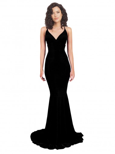 Fábrica de Abrir de volta Spandex Decote V Comprimento Chão Sem Mangas Vestidos de Madrinha / Vestidos de Noite / Vestidos de Festa