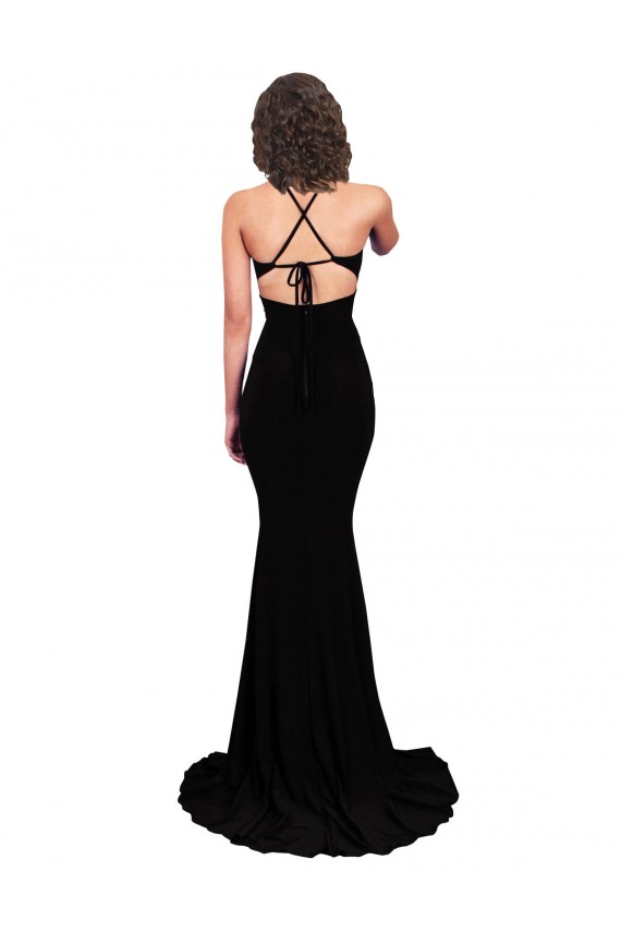 Fábrica de Abrir de volta Spandex Decote V Comprimento Chão Sem Mangas Vestidos de Madrinha / Vestidos de Noite / Vestidos de Festa