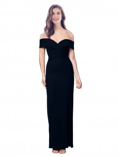 Fábrica de Crepe Esticado Fora do Ombro Comprimento Chão Sem Mangas Longo Vestidos de Madrinha / Vestidos de Noite / Vestidos de Festa