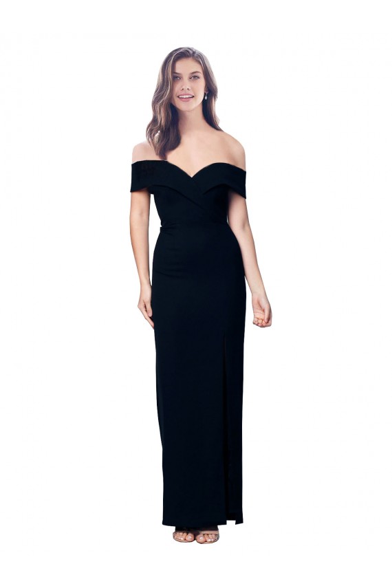 Fábrica de Crepe Esticado Fora do Ombro Comprimento Chão Sem Mangas Longo Vestidos de Madrinha / Vestidos de Noite / Vestidos de Festa