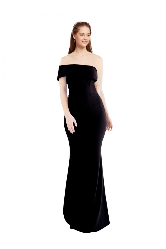 Fábrica de Buraco da fechadura Crepe Esticado Um Ombro Comprimento Chão Sem Mangas Vestidos de Madrinha / Vestidos de Noite / Vestidos de Festa