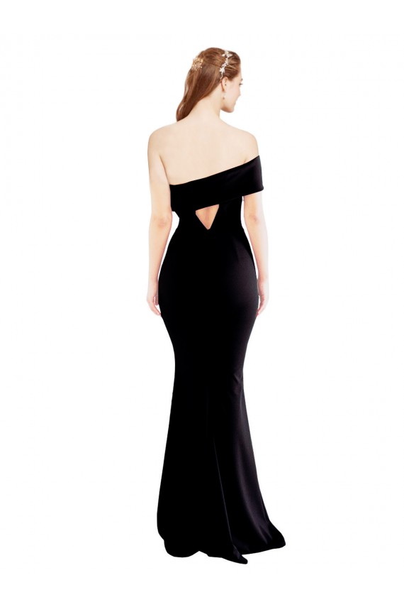 Fábrica de Buraco da fechadura Crepe Esticado Um Ombro Comprimento Chão Sem Mangas Vestidos de Madrinha / Vestidos de Noite / Vestidos de Festa