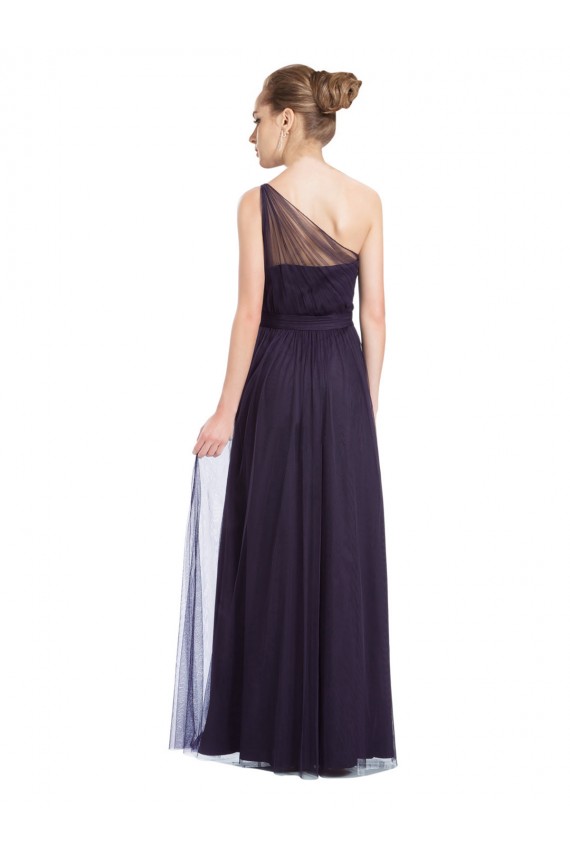 Fábrica de Tule Um Ombro Comprimento Chão Sem Mangas Vestido Formais / Vestido de Madrinha