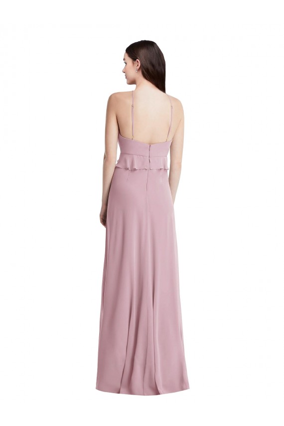 Fábrica de Lombar Chiffon Cabeçada Comprimento Chão Sem Mangas Prímula Vestidos de Madrinha