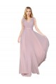 Fábrica de Costas em V Chiffon Decote V Comprimento Chão Sem Mangas Linha A Longo Vestidos de Madrinha / Vestidos de Noite / Vestidos de Festa