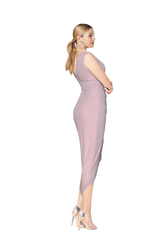 Fábrica de Costas em V Chiffon Decote V Comprimento Cocktail Sem Mangas Vestidos de Madrinha / Vestidos de Noite / Vestidos de Festa