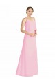 Fábrica de Lombar Chiffon Alças finas Comprimento Chão Sem Mangas Quase Rosa Vestidos de Madrinha