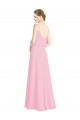 Fábrica de Lombar Chiffon Alças finas Comprimento Chão Sem Mangas Quase Rosa Vestidos de Madrinha