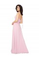Fábrica de Costas em V Chiffon Decote V Comprimento Chão Sem Mangas Quase Rosa Vestidos de Madrinha